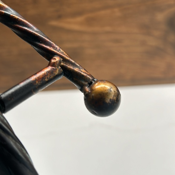 Decorative Rustic Metal Bowl With Handles Copper Coloured Pattern - Picture 9 of 14